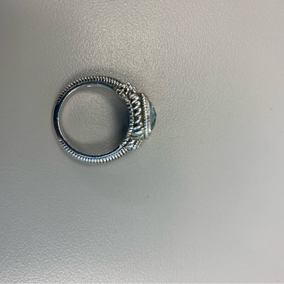 Judith Ripka SS, green amethyst and CZ -size 6.75 ring - Picture 4 of 14